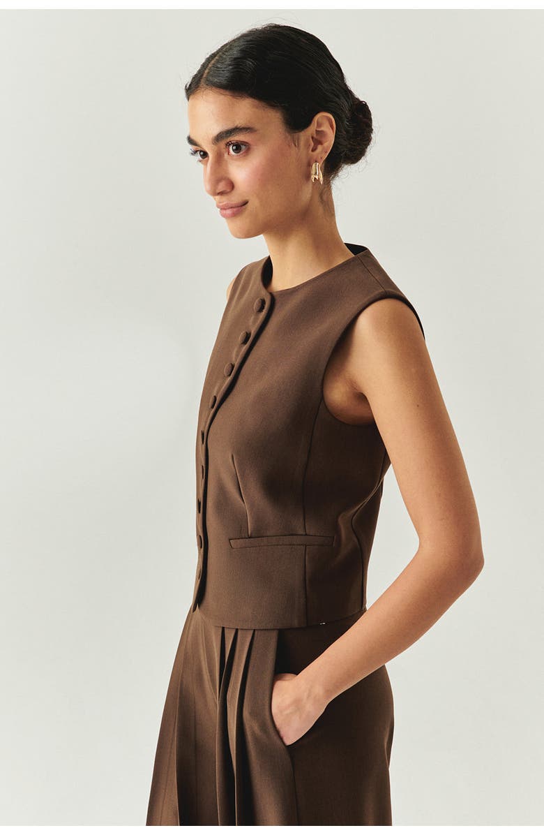 Exquise Elowyn Sleeveless Vest, Alternate, color, Brown