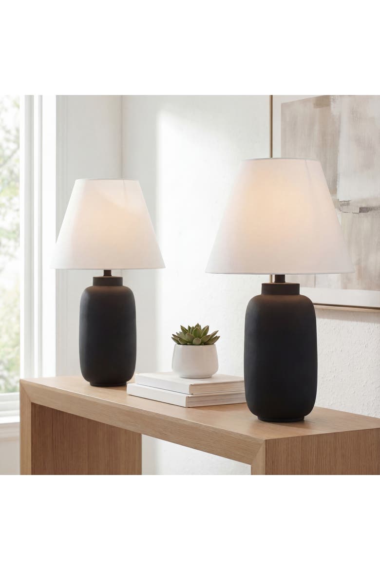 Elinore 24.5" Minimalist Scandinavian Resin/Iron Ginger Jar LED Table Lamp, Main, color, Matte Black