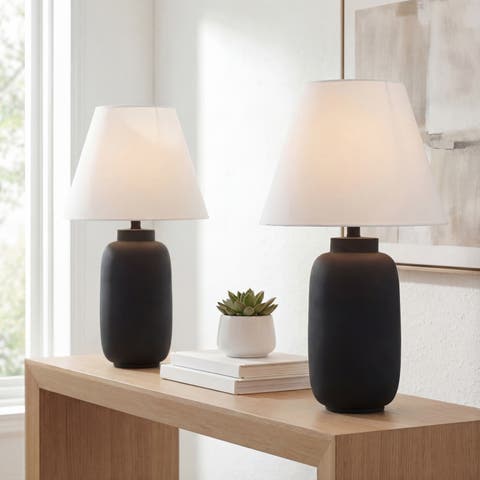 Elinore 24.5" Minimalist Scandinavian Resin/Iron Ginger Jar LED Table Lamp (Set of 2)