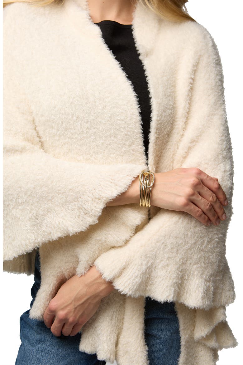 Plush Capelet Pomcho, Alternate, color, IVORY