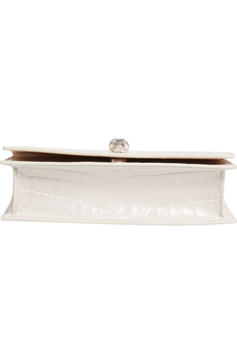 McQueen Alexander McQueen Mini Skull Croc Embossed Leather Shoulder Bag, Alternate, color, New Bone