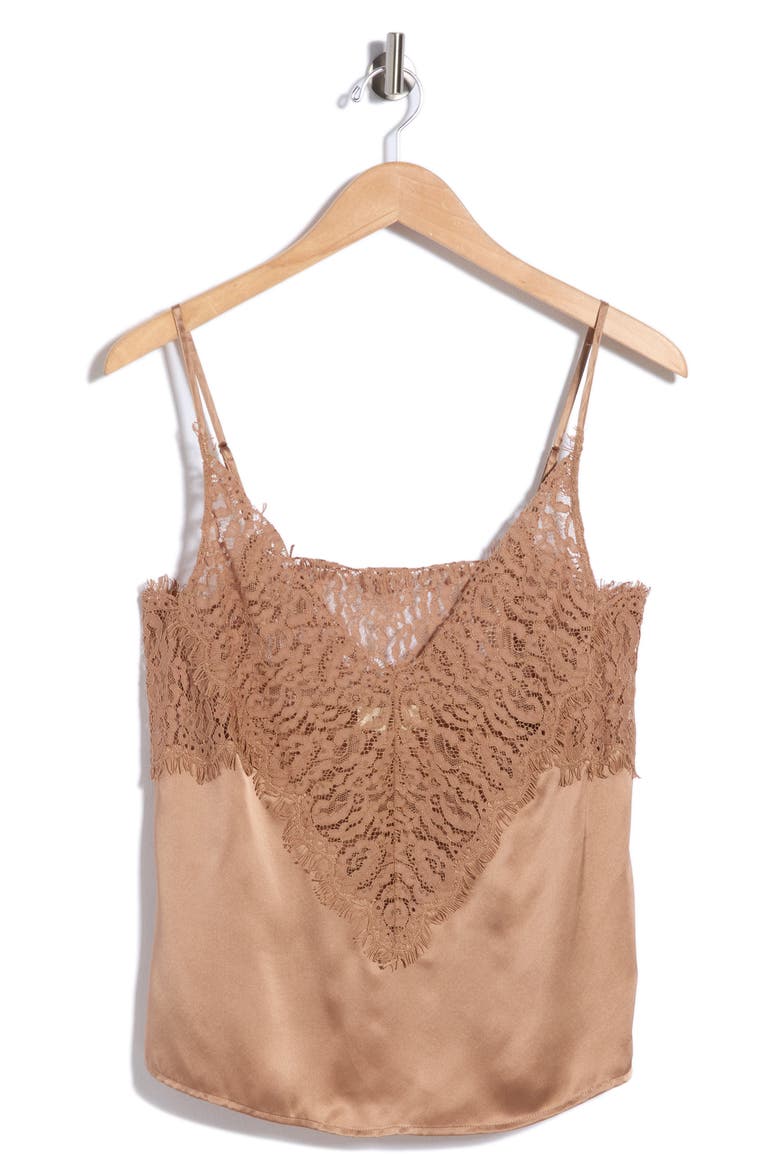 Priya Lace Silk Camisole, Alternate, color, DARK CAPPUCCINO
