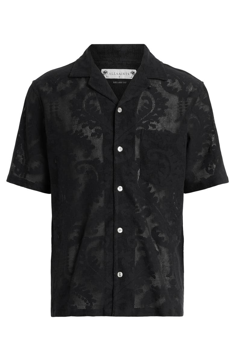 AllSaints Cerrito Relaxed Fit Lace Camp Shirt, Alternate, color, 