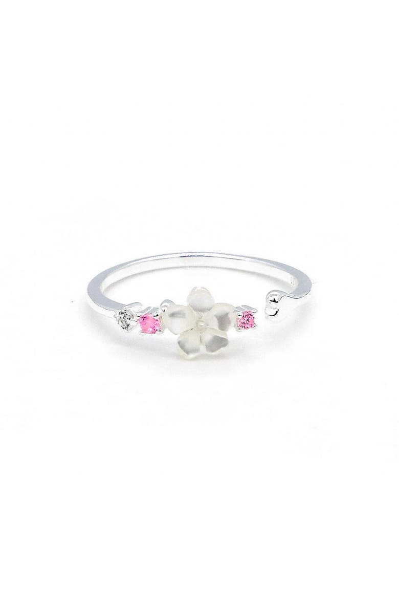 LA MENO Dazzling Sloane White Flower Ring, Main, color, 