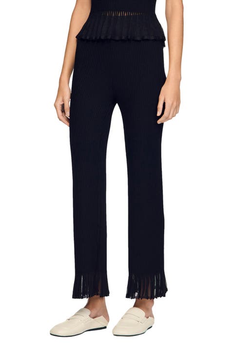 Ruffled knit trousers