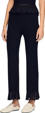 SANDRO Ruffled knit trousers