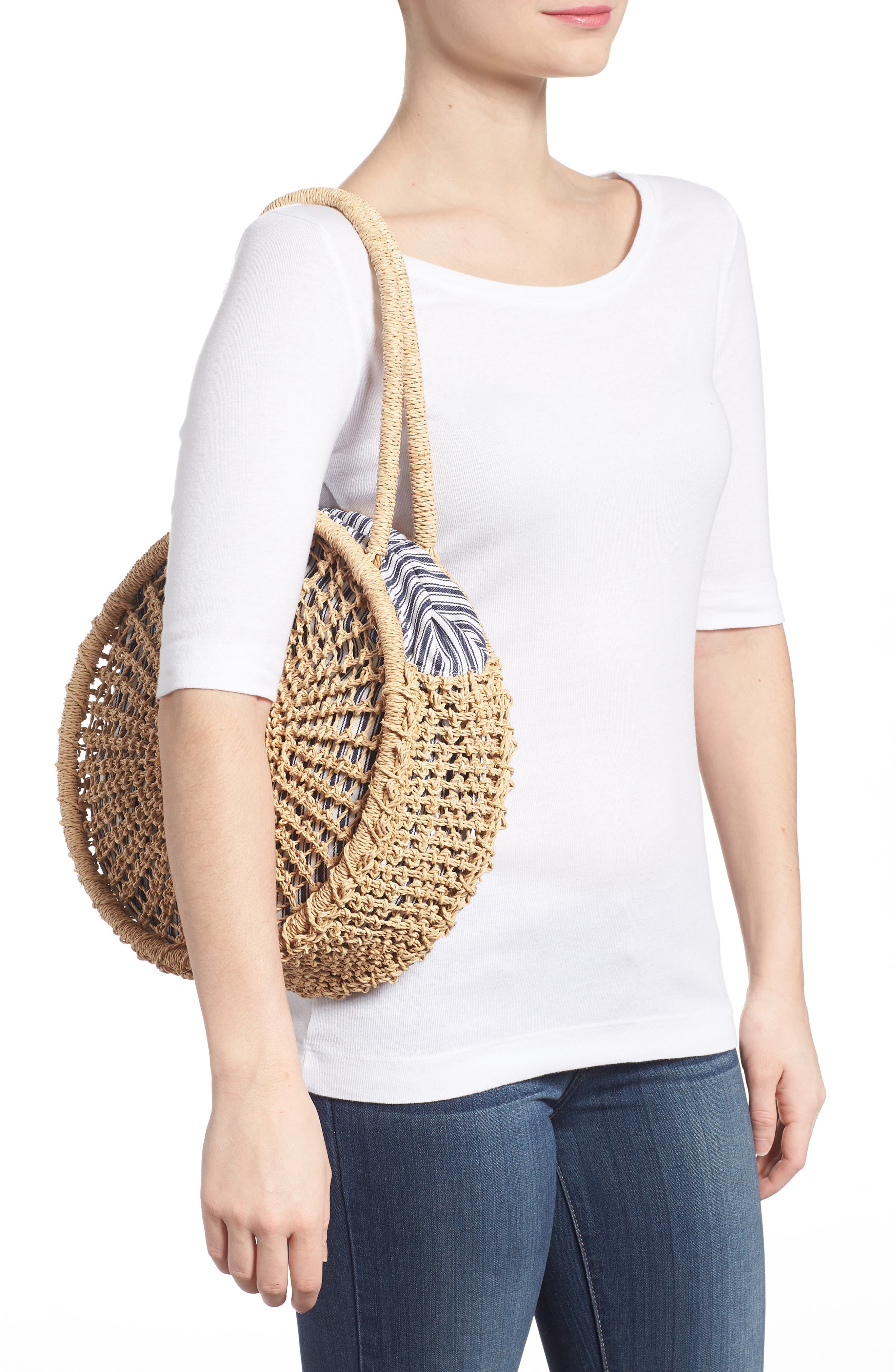 Nordstrom Woven Raffia Circle Bag, Alternate, color, 