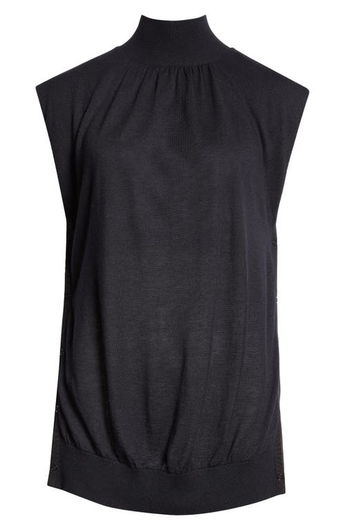Shop 3.1 Phillip Lim Chiffon Godet Panel Mock Neck Sweater In Black