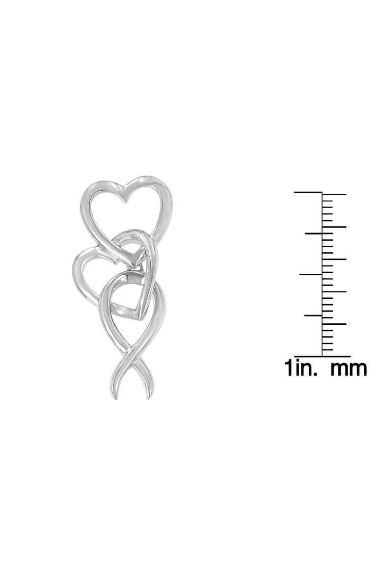.925 Sterling Silver Double-Heart & Awareness Ribbon Linked Pendant Necklace, Alternate, color, White