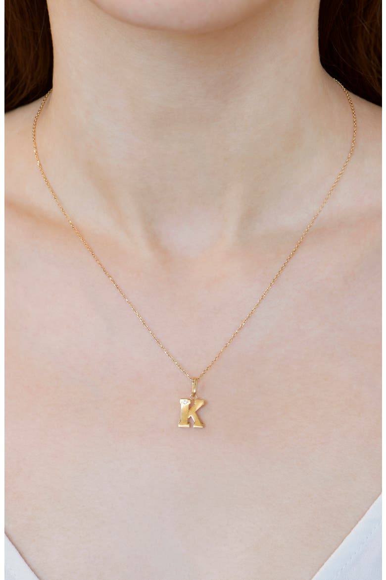 Love Letter Diamond Initial Charm, Alternate, color, YELLOW GOLD