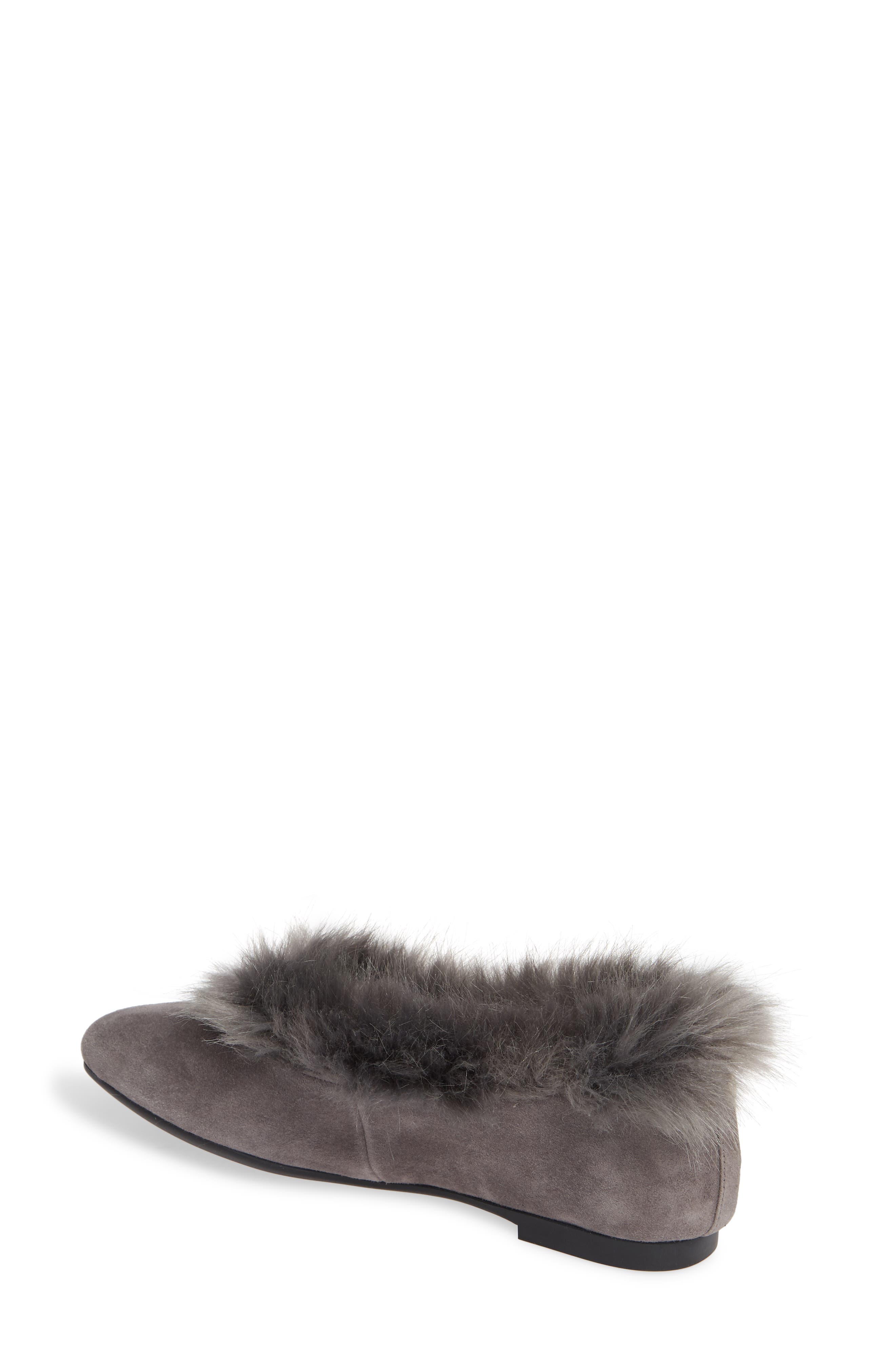 Ryanne Water Resistant Faux Fur Flat, Alternate, color, CHARCOAL GREY SUEDE