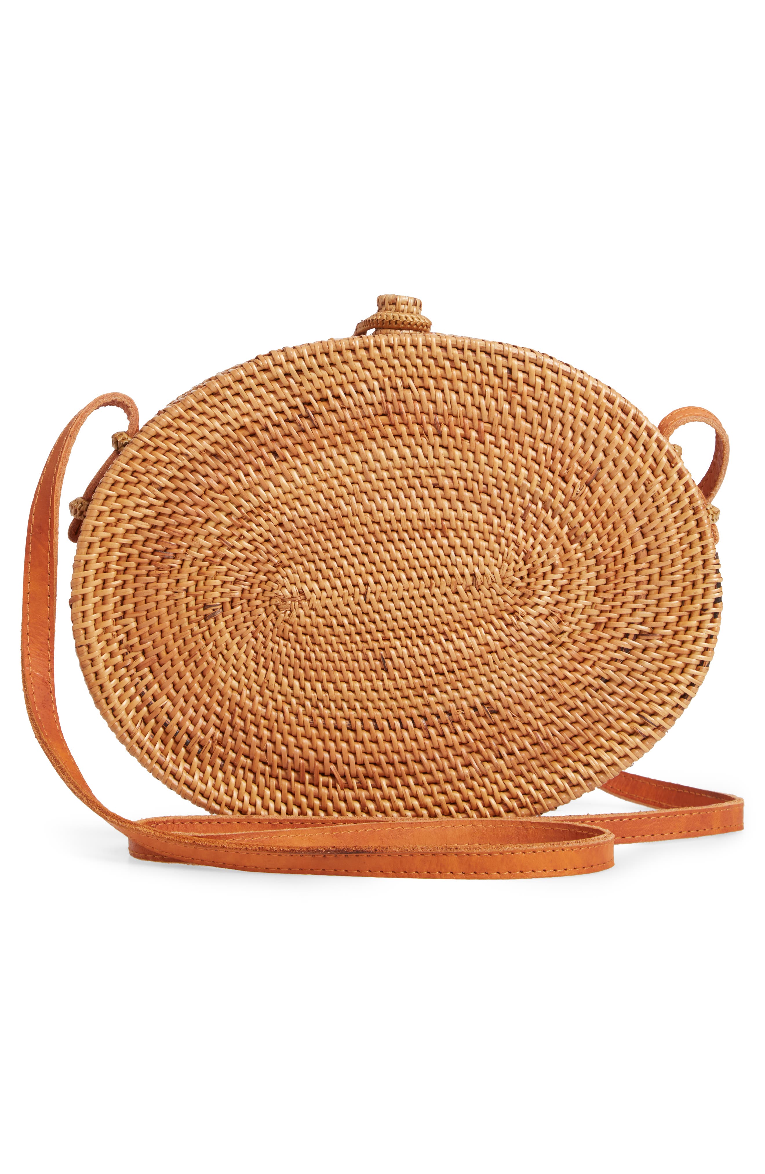 Street Level Oval Rattan Canteen Bag, Alternate, color, 