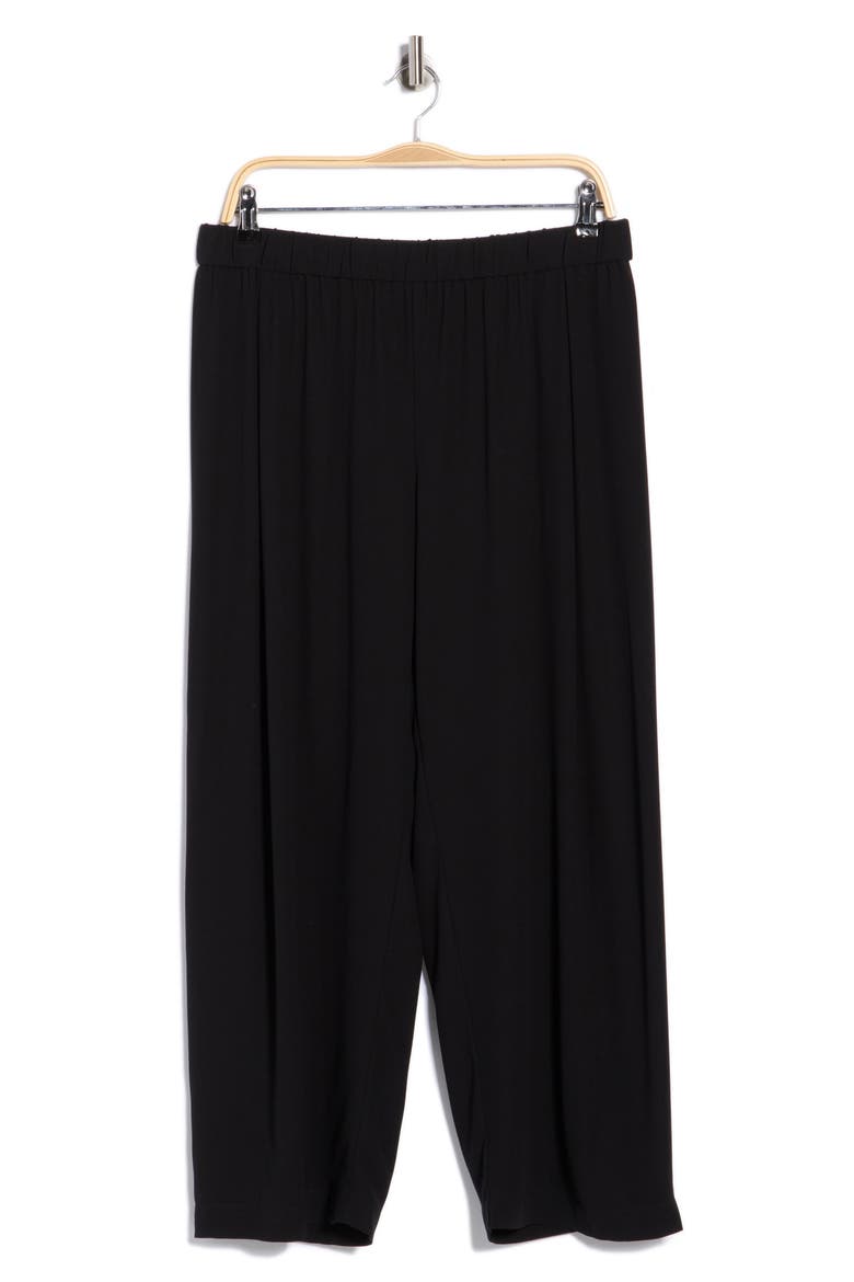 Silk Straight Leg Ankle Pants, Main, color, BLACK