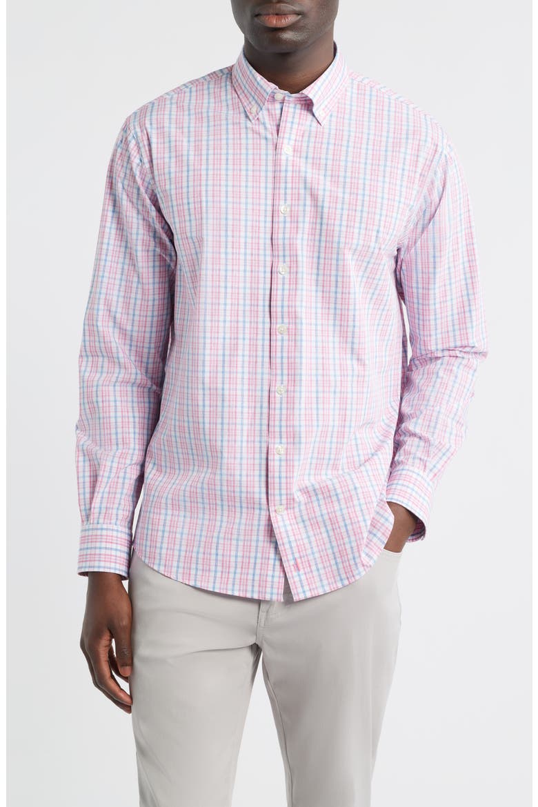Tinsley Plaid Everyday Performance Button-Down Shirt, Main, color, SNAPPER