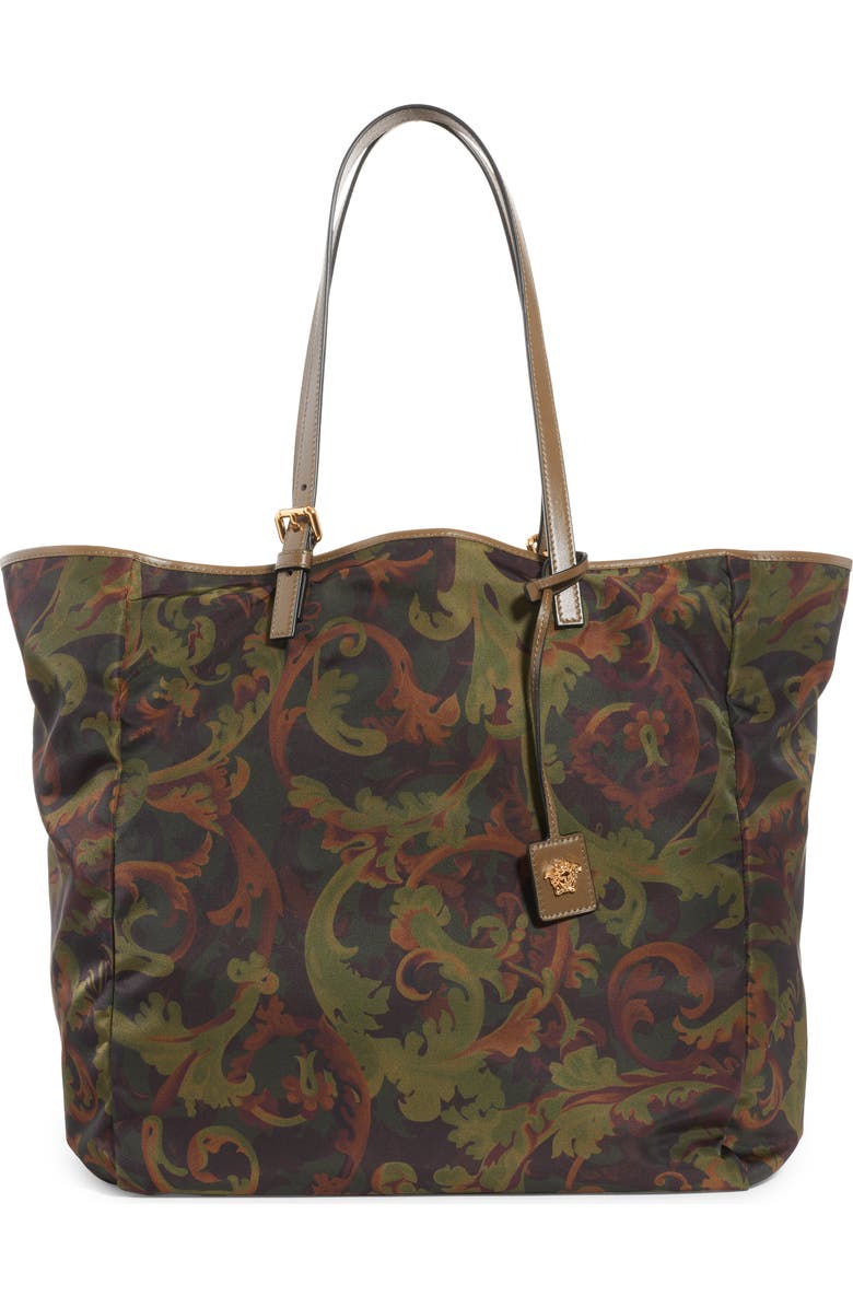 Versace Baroccoflage Print Nylon Tote, Main, color,