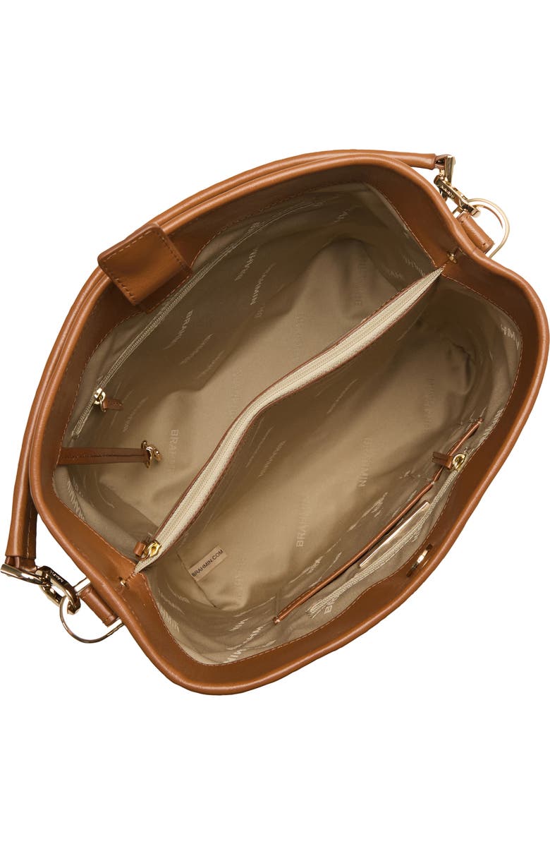 Brahmin Celina Croc Embossed Leather & Linen Bucket Bag, Alternate, color,