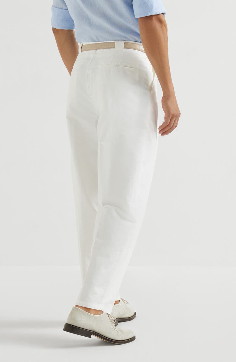 Brunello Cucinelli Cotton and linen trousers, Alternate, color, Snow