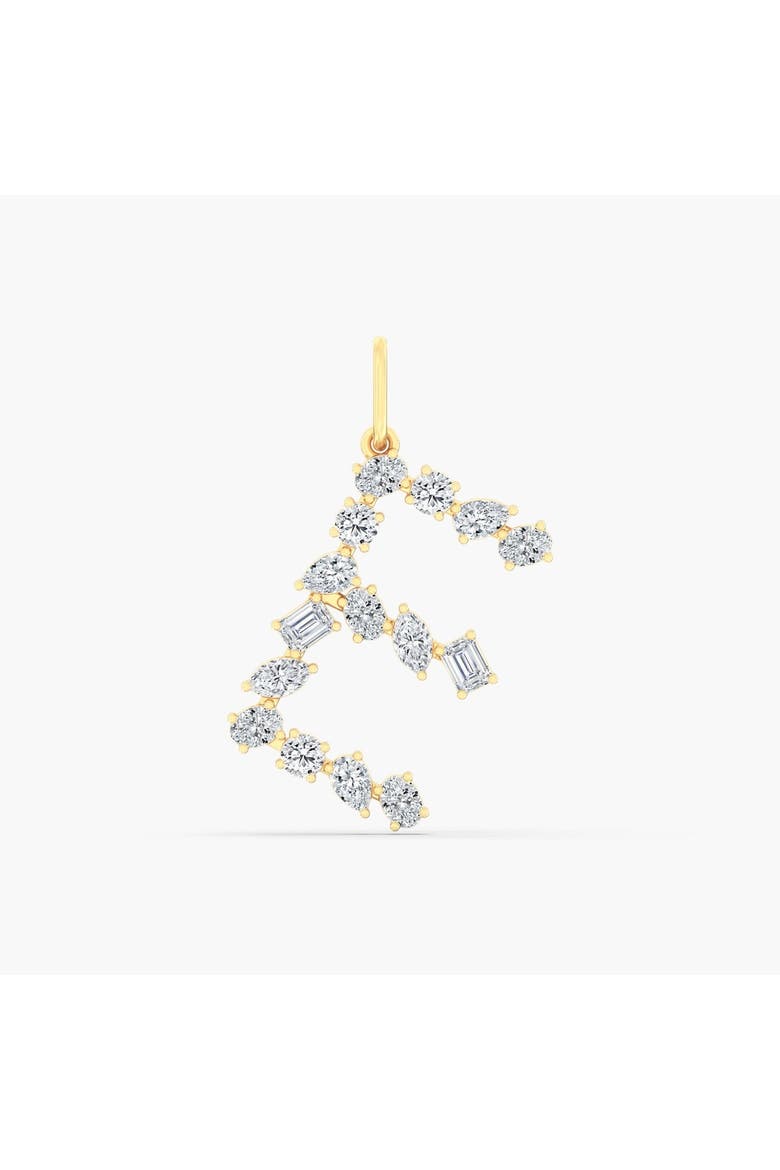 Multi-Shape Letter "E" Lab Diamond Charm in 14K, Main, color, Yellow Gold
