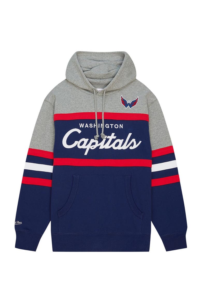 Men's Mitchell & Ness Navy/Gray Washington Capitals Head Coach Pullover Hoodie, Alternate, color, Navy