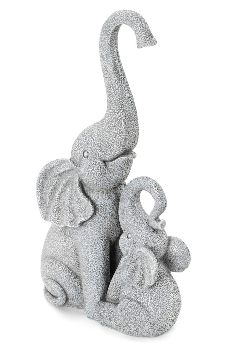 18.25"H Resin Mother and Baby Elephant Statue, Alternate, color, Grey