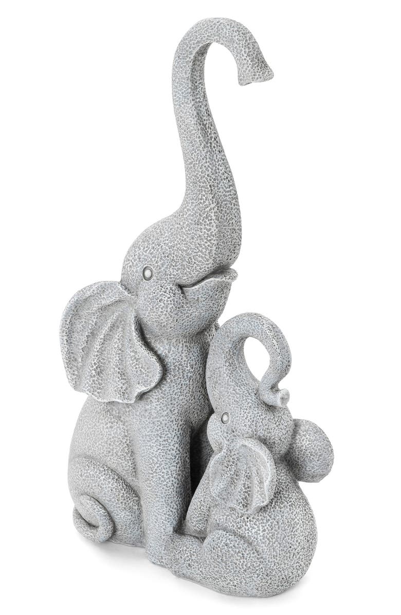 Glitzhome 18.25"H Resin Mother and Baby Elephant Statue, Alternate, color, Grey