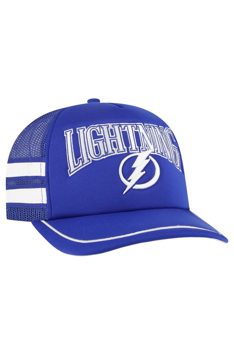 '47 Men's '47 Blue Tampa Bay Lightning Sideband Stripes Trucker Snapback Hat, Alternate, color,