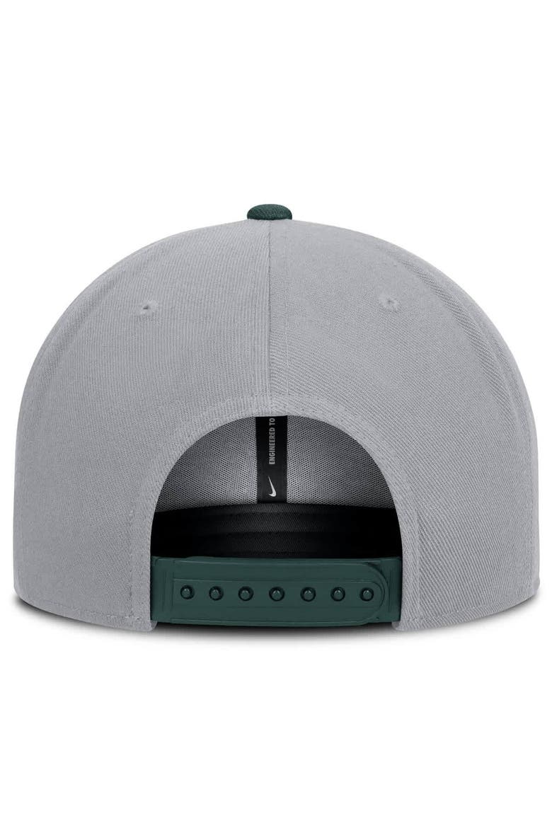 Men's Nike Gray/Green Athletics Primetime Pro Dri-FIT Snapback Hat, Alternate, color, Gray