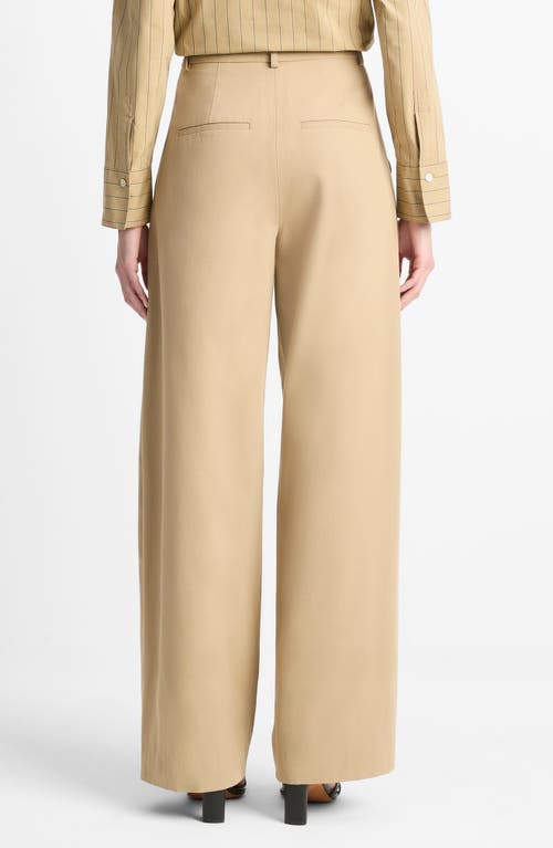 Vince Mid Waist Pleat Front Trousers Fawn In Neutral