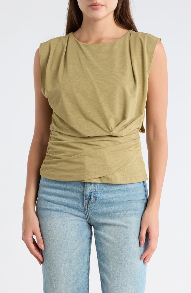 DKNY Sleeveless Gathered Top, Main, color, Sage
