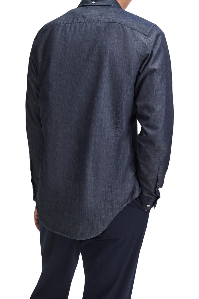 Tailored Pocket Cotton Button Down Shirt, Alternate, color, INDIGO