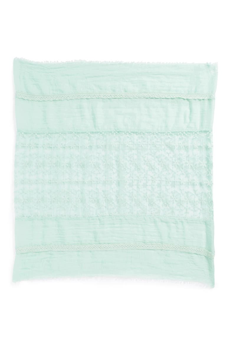 Lace Trim Scarf, Alternate, color, MINT
