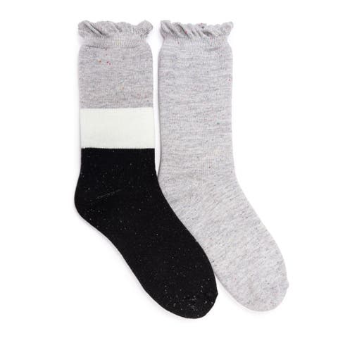 Women's 2 Pair Pack Ruffle Heat Retainer Crew Socks