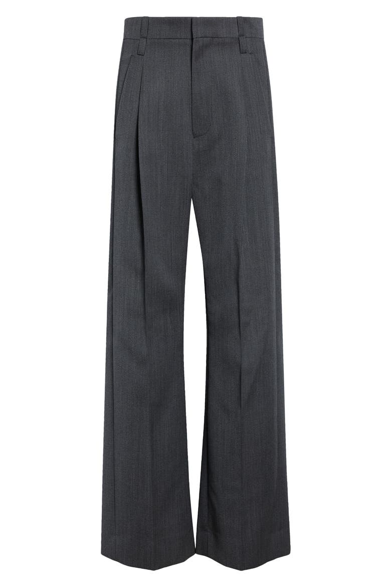 Ethel Wide Leg Virgin Wool Trousers, Main, color, ASH MELANGE