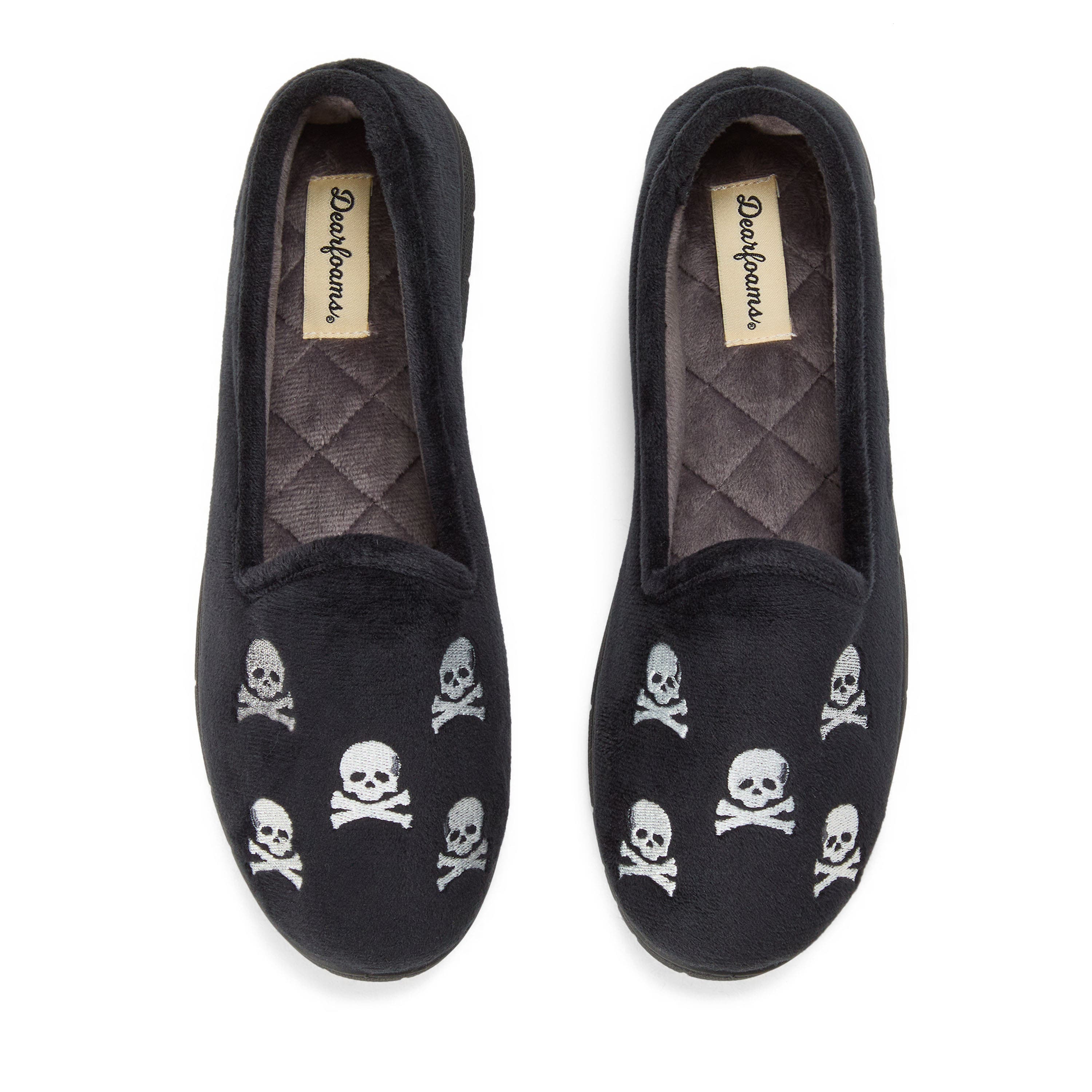 Halloween Velour Closed Back Slippers, Alternate, color, BLACK