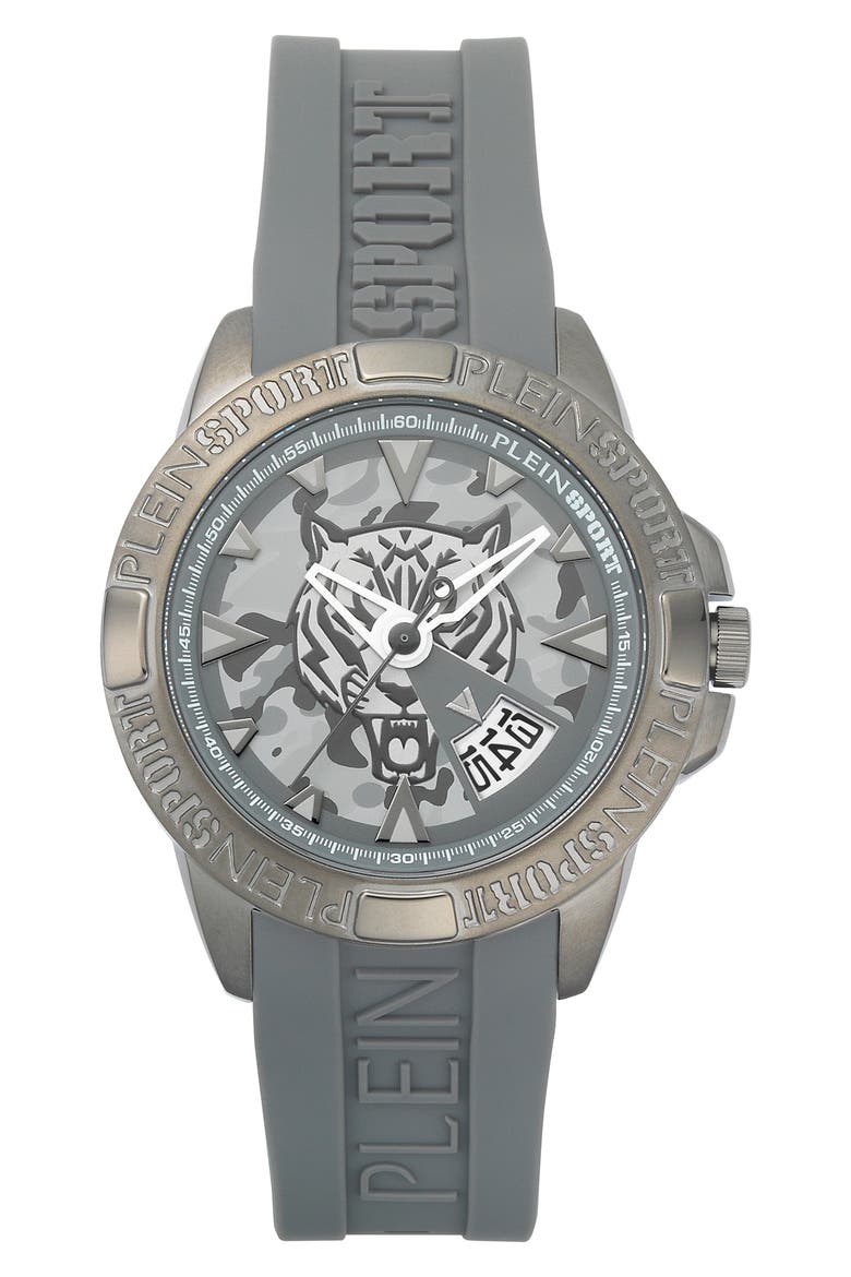 Touchdown Silicone Strap Watch, 44mm, Main, color, GUN