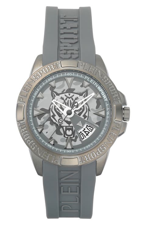 Touchdown Silicone Strap Watch, 44mm