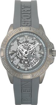PLEIN SPORT Touchdown Silicone Strap Watch, 44mm