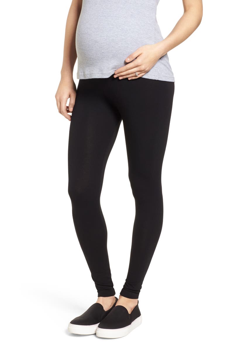 Signature Nursing Panel Nursing Leggings, Main, color, CAVIAR BLACK