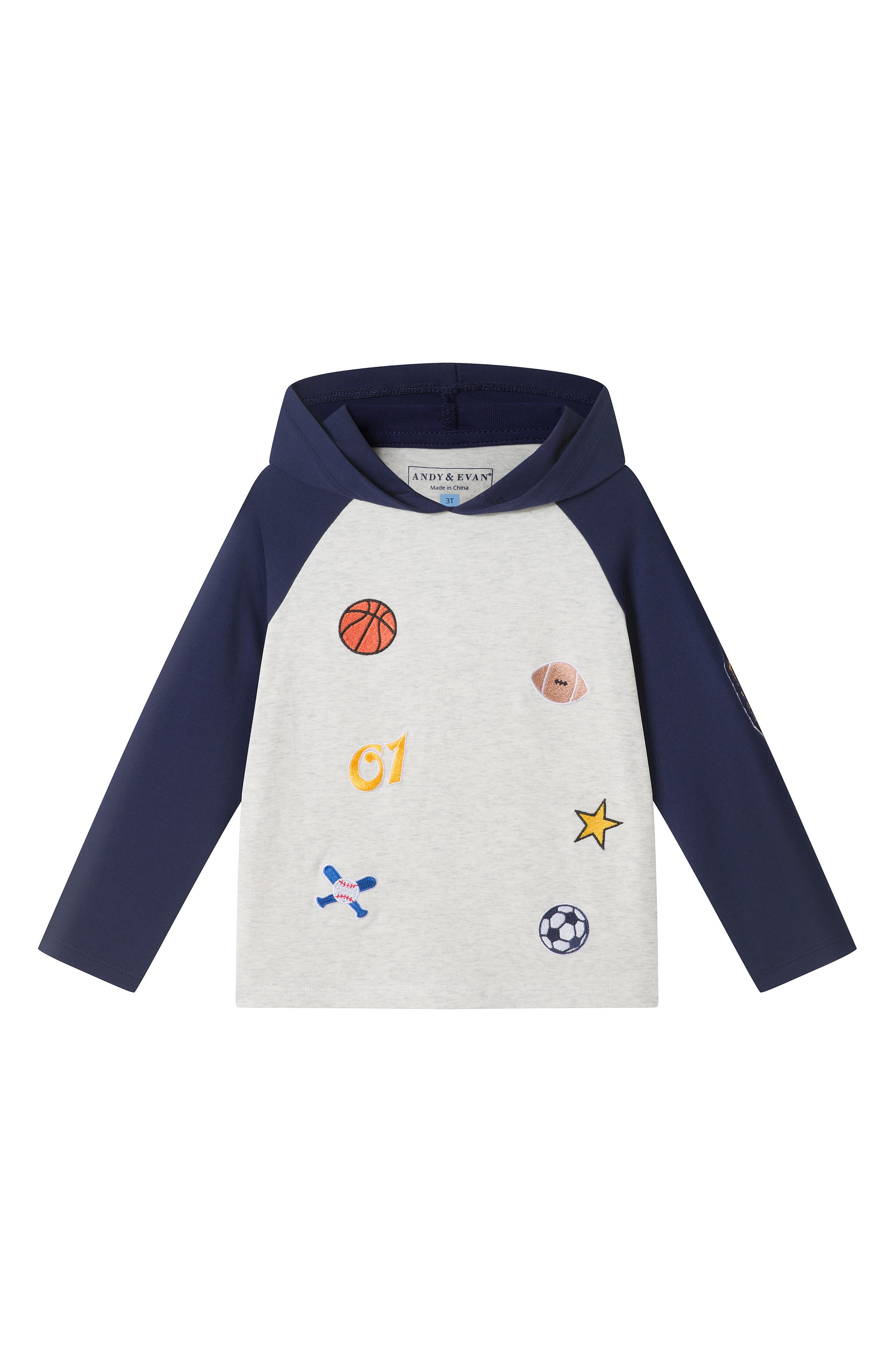 Kids' Embroidered Patch Detail Stretch Cotton Hoodie