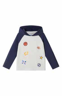 Kids' Embroidered Patch Detail Stretch Cotton Hoodie