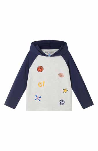 Kids' Embroidered Patch Detail Stretch Cotton Hoodie