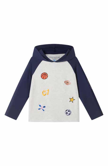 Kids' Embroidered Patch Detail Stretch Cotton Hoodie