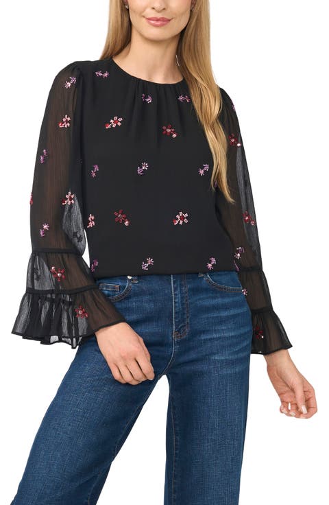 Beaded Ruffle Cuff Top