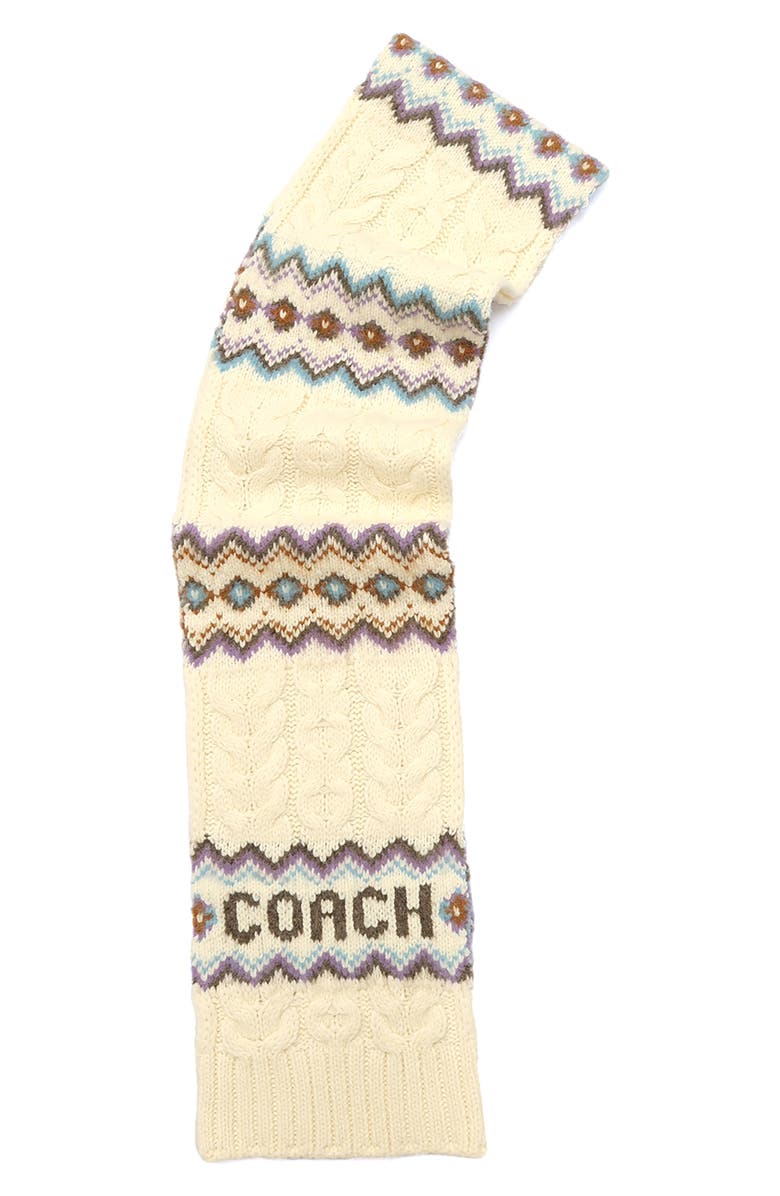 COACH Fair Isle Wool Blend Scarf, Alternate, color, Chalk Multi