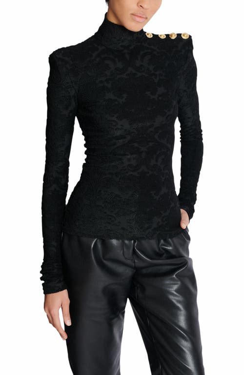 Balmain Baroque Pattern Long-sleeved Top In Black