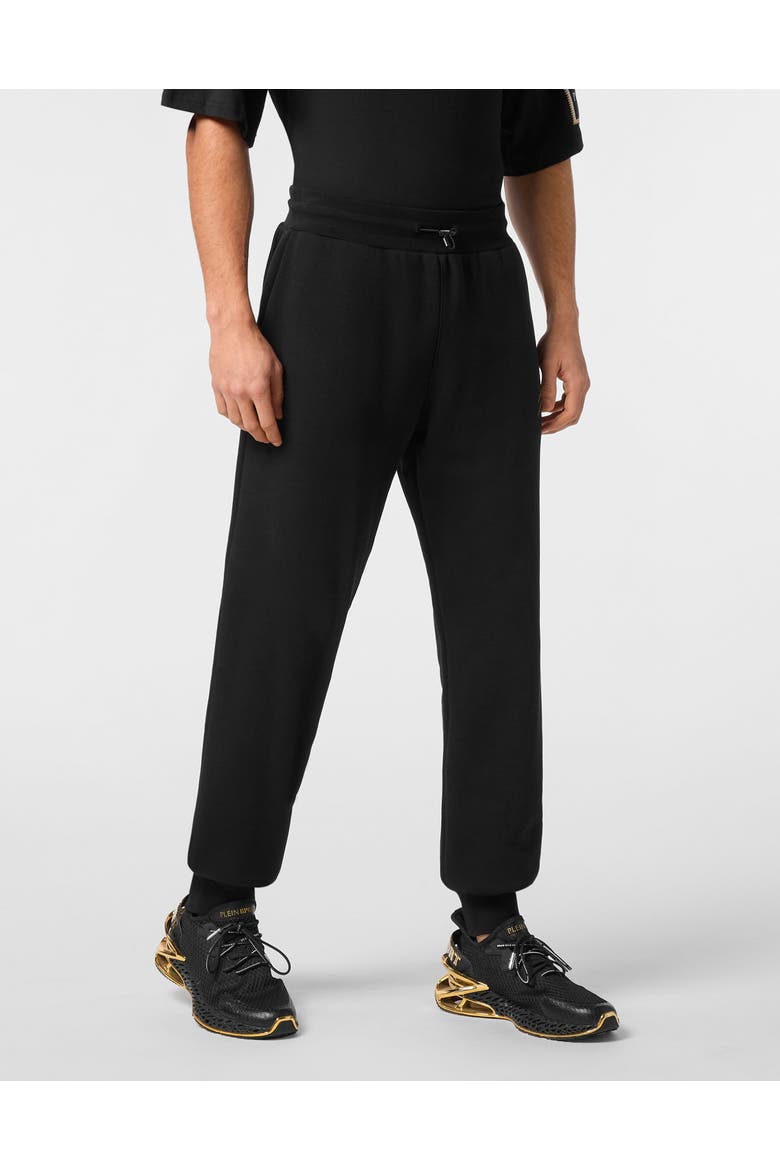 Loose Trousers Label Men, Main, color, black/lightgold