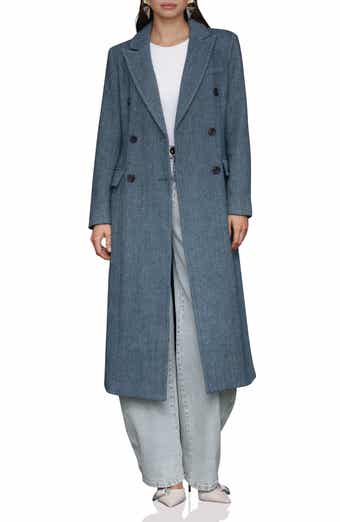 Avec Les Filles Strong Shoulder Double Breasted Herringbone Coat