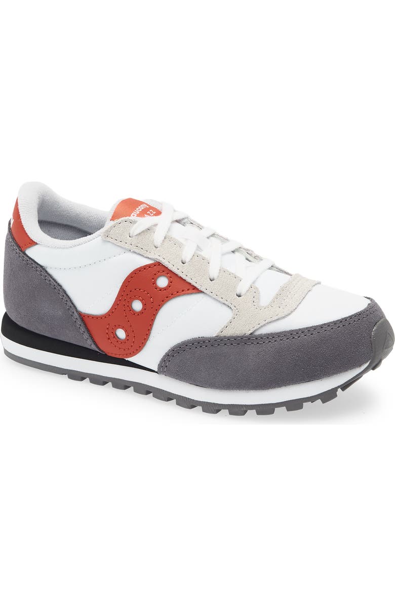 Saucony Kids' Jazz Original Sneaker, Main, color, White/ Grey/ Red