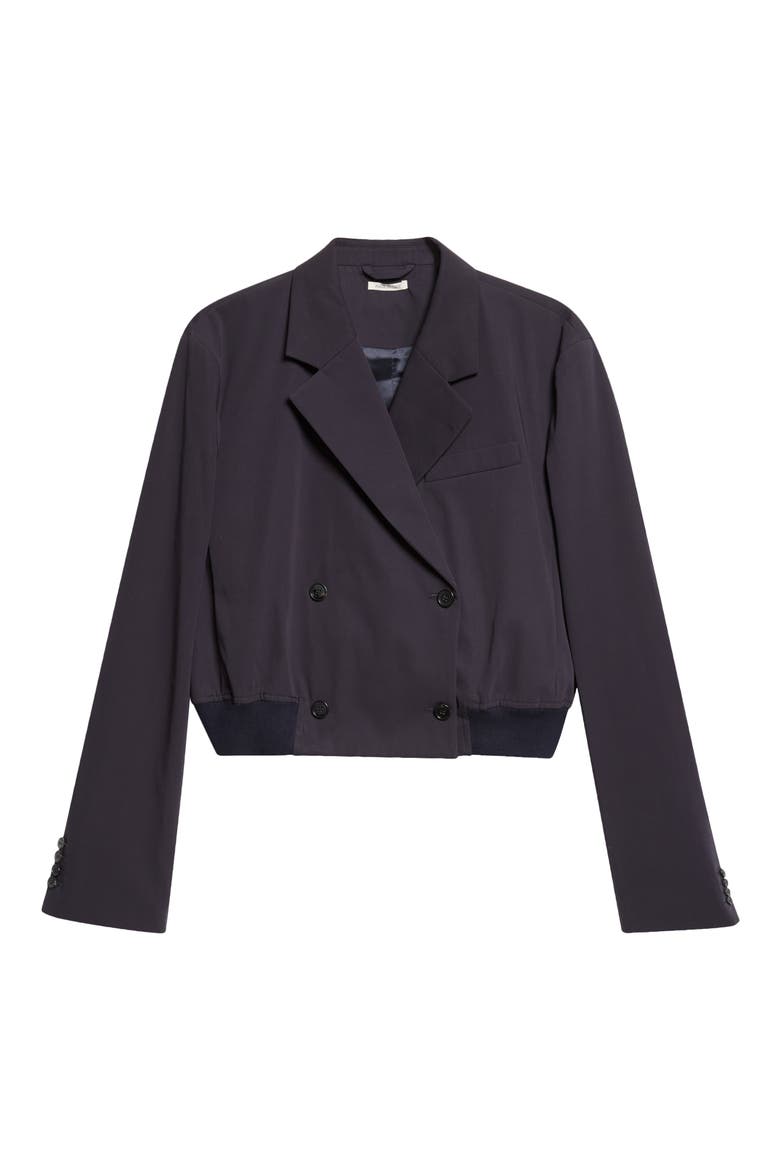 Crop Cotton Double Breasted Blazer, Main, color, NAVY