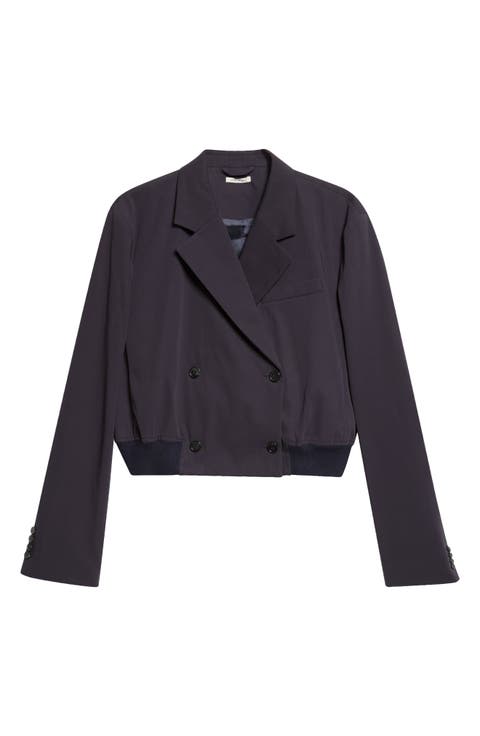 Crop Cotton Double Breasted Blazer